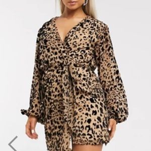 ASOS Leopard Satin Wrap Dress